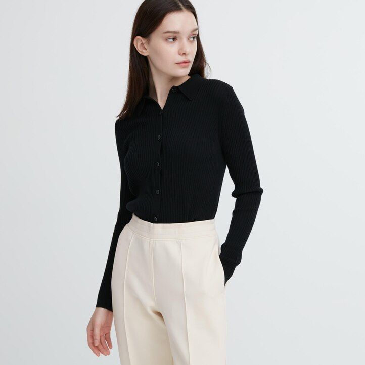 tops de pierna recta uniqlo dry para mujer color blanco